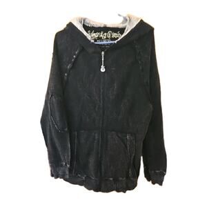 UKnighted Acidwash hoodie M Vintage Y2K Womens Faux Fur Hoodie